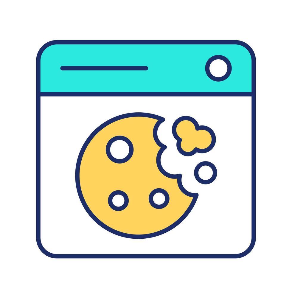 Web cookie line color icon. Small block of data created by server. Browsing user activity on webpage. Internet technology. Isolated illustration. Flat colorful symbol design. Editable stroke vector