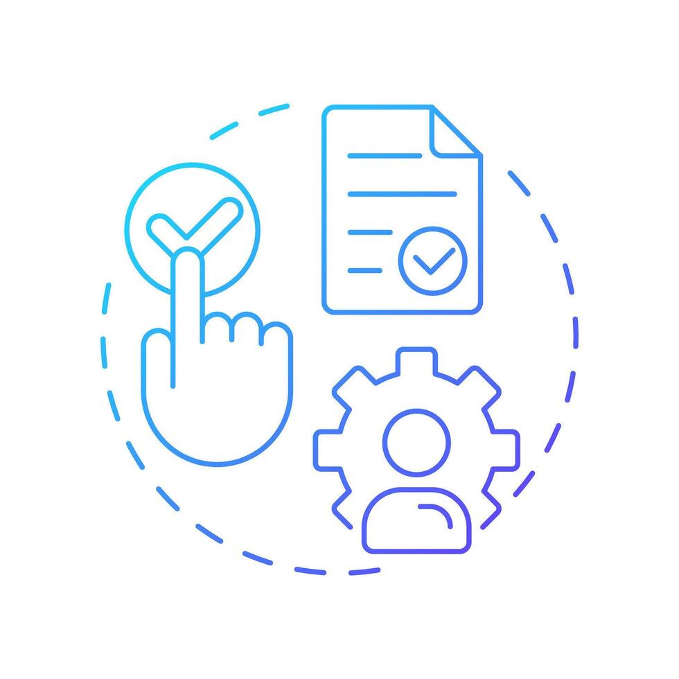 Unambiguous blue gradient concept icon. User actions clearly showing agreement. GDPR consent principle. Round shape line illustration. Abstract idea. Graphic design. Easy to use in article vector