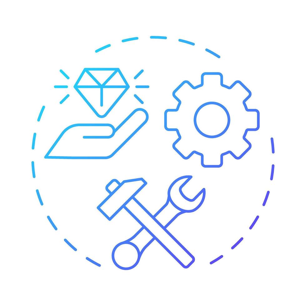 Use value blue gradient concept icon. Usability, efficiency. Product function, service development. Round shape line illustration. Abstract idea. Graphic design. Easy to use in infographic vector
