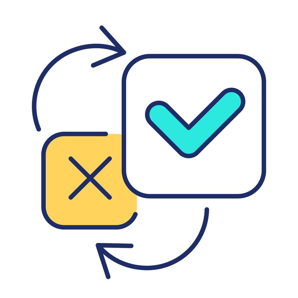 Changing user access allowance line color icon. Approve and cancel buttons. Online data usage permissions setting. Isolated illustration. Flat colorful symbol design. Editable stroke vector