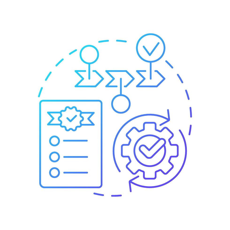 Process workflow blue gradient concept icon. Project management, tasks organization. Round shape line illustration. Abstract idea. Graphic design. Easy to use in advertising, marketing vector