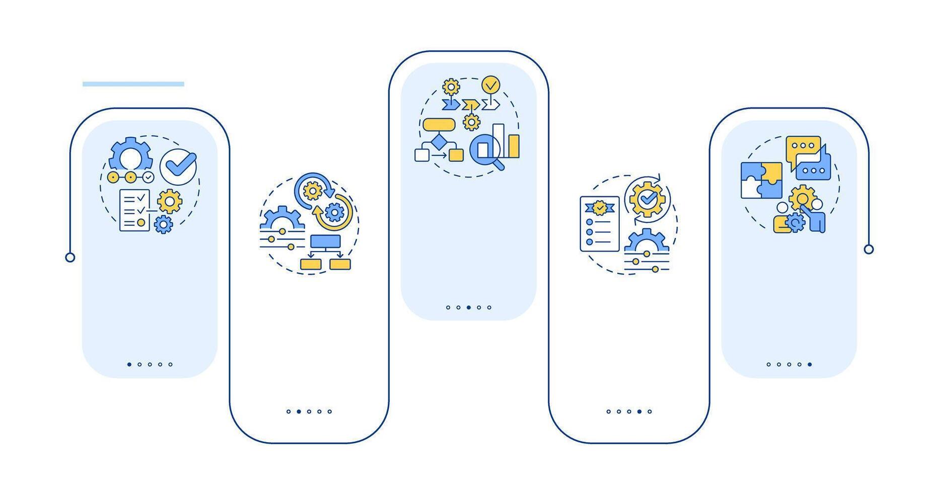 Different workflow archetypes rectangle infographic . Statistics, teamwork. Data visualization with 5 steps. Editable rectangular options chart vector