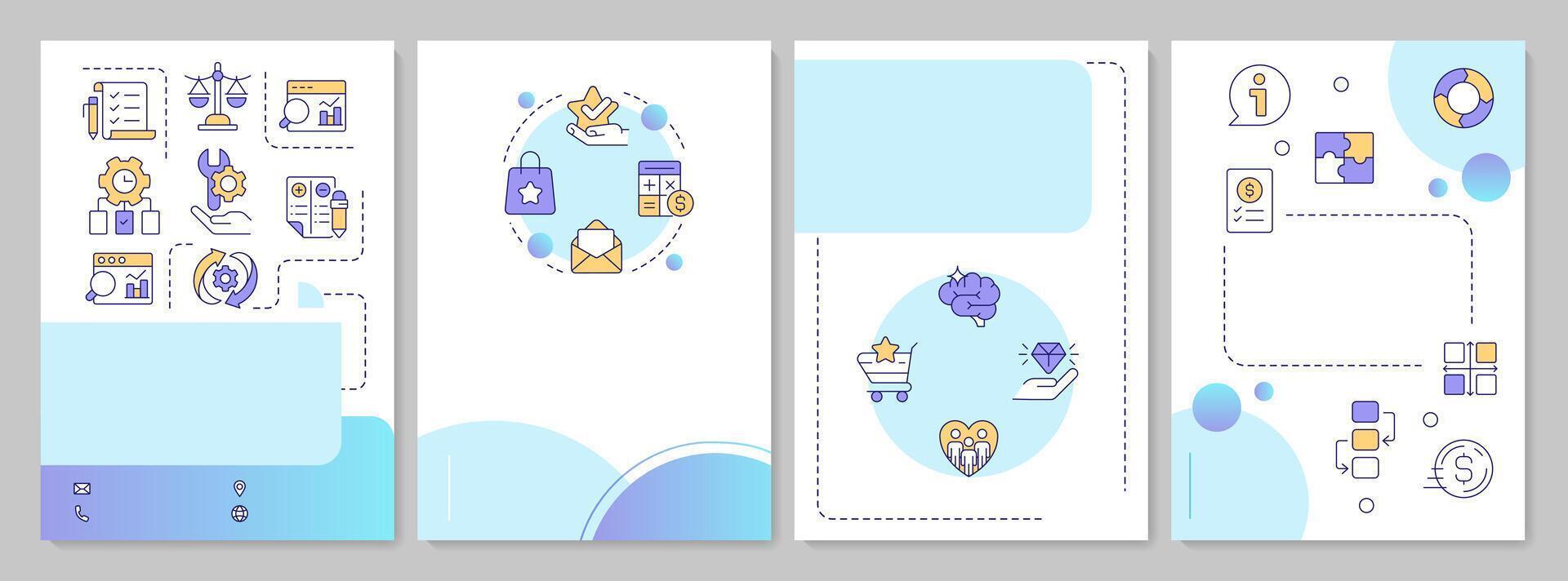 Value engineering techniques blue gradient brochure layout. Marketing research. Leaflet advertising design with color line icons. Editable 4 pages vector