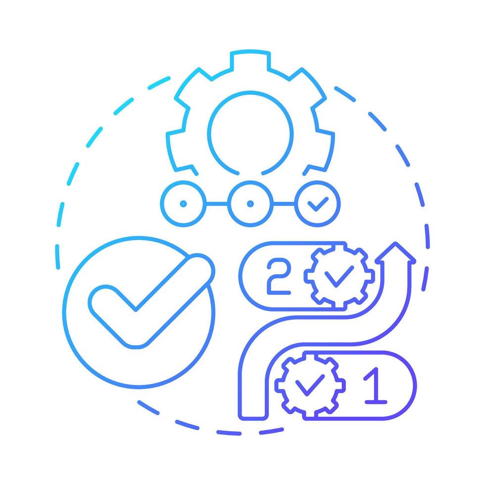 Tasks blue gradient concept icon. Process map, technology. Productivity, performance. Round shape line illustration. Abstract idea. Graphic design. Easy to use in advertising, marketing vector