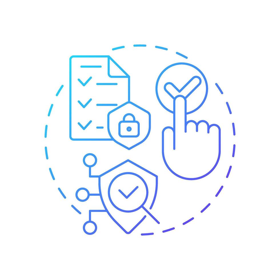 Ethical data practices blue gradient concept icon. Asking for permission. Benefit of consent management. Round shape line illustration. Abstract idea. Graphic design. Easy to use in article vector