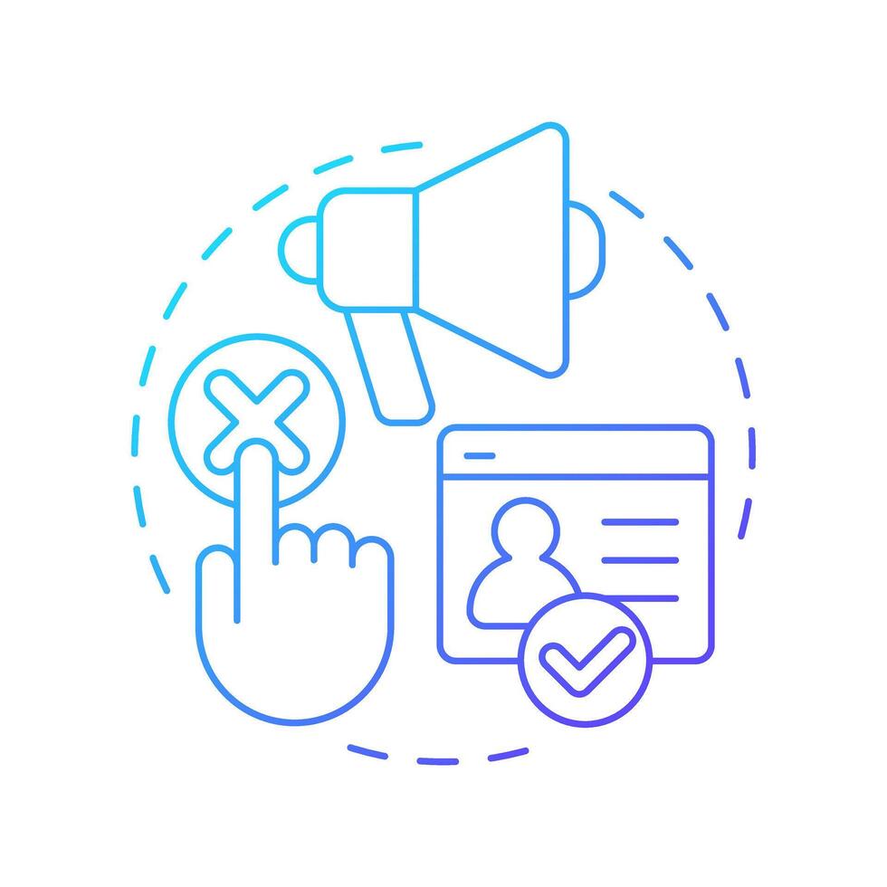 Opt out consent blue gradient concept icon. Decline personal data collection. Changing settings of website cookies. Round shape line illustration. Abstract idea. Graphic design. Easy to use in article vector