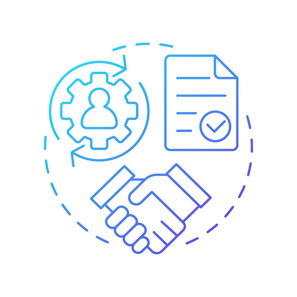 Contract blue gradient concept icon. Personal data processing necessity for agreement. Legal base from GDPR. Round shape line illustration. Abstract idea. Graphic design. Easy to use in article vector