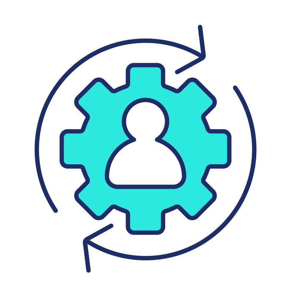Processing personal data line color icon. User account settings update. Maintain confidential information access. Isolated illustration. Flat colorful symbol design. Editable stroke vector