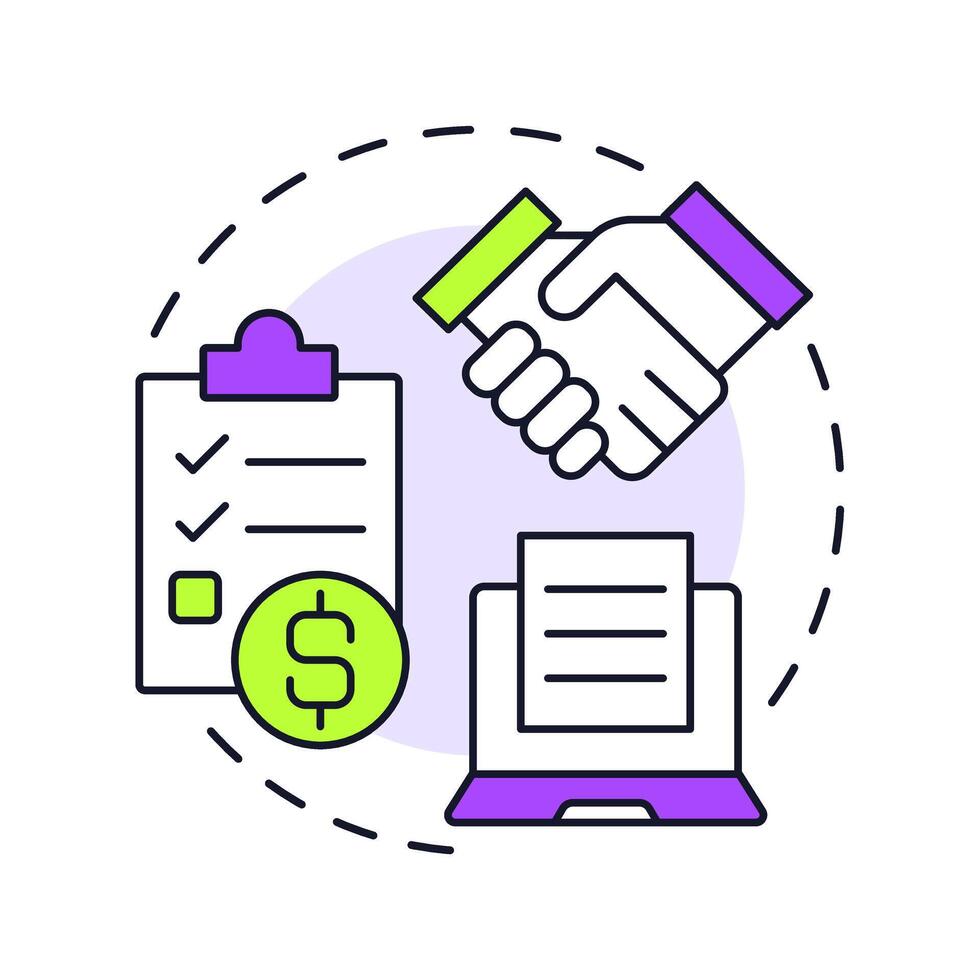 Quote multi color concept icon. Negotiation, agreement. Workflow organization. Payment, cost. Round shape line illustration. Abstract idea. Graphic design. Easy to use in infographic, article vector
