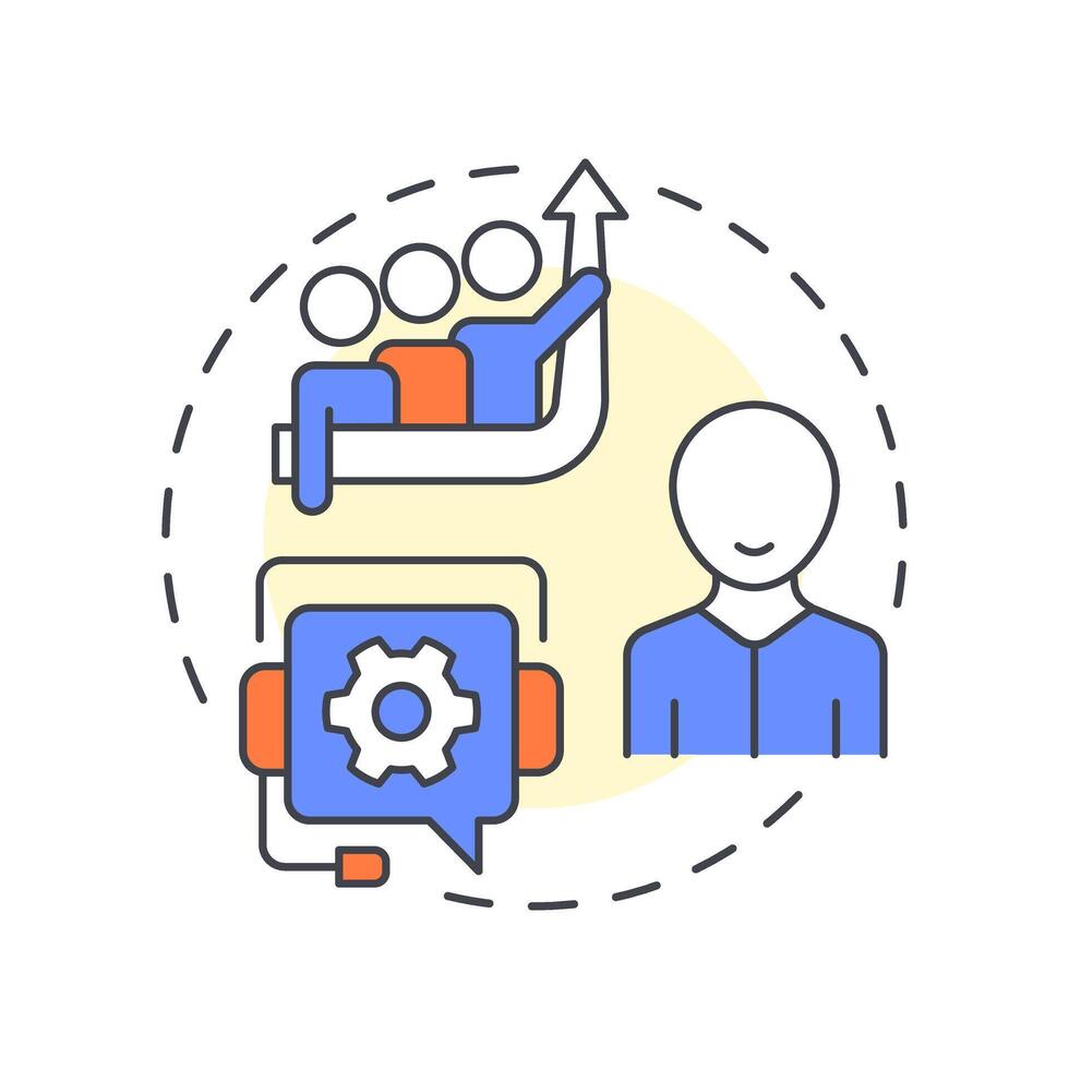 Management consulting multi color concept icon. Workflow efficiency, performance. Round shape line illustration. Abstract idea. Graphic design. Easy to use in infographic, presentation vector