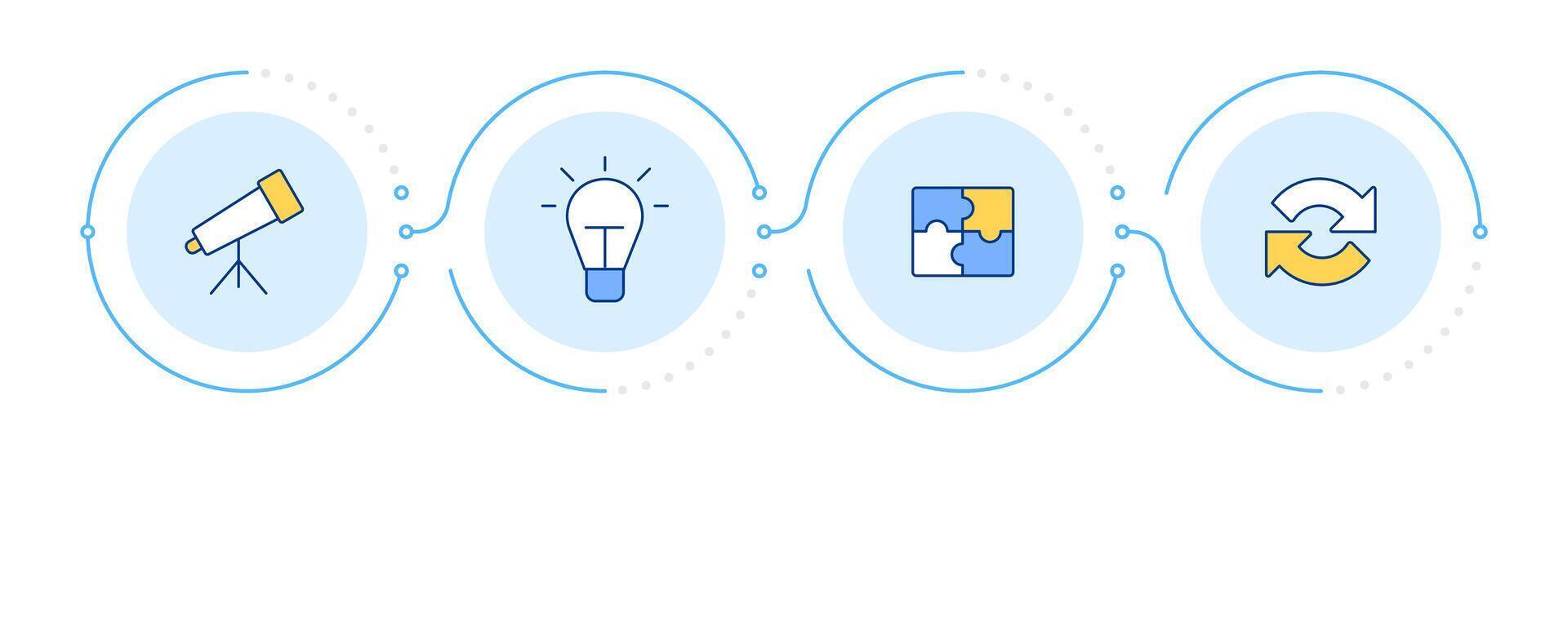 Management consulting benefits infographic 4 steps. Teamwork, partnership. Problem solving. Flow chart infochart. Editable info graphics icons vector