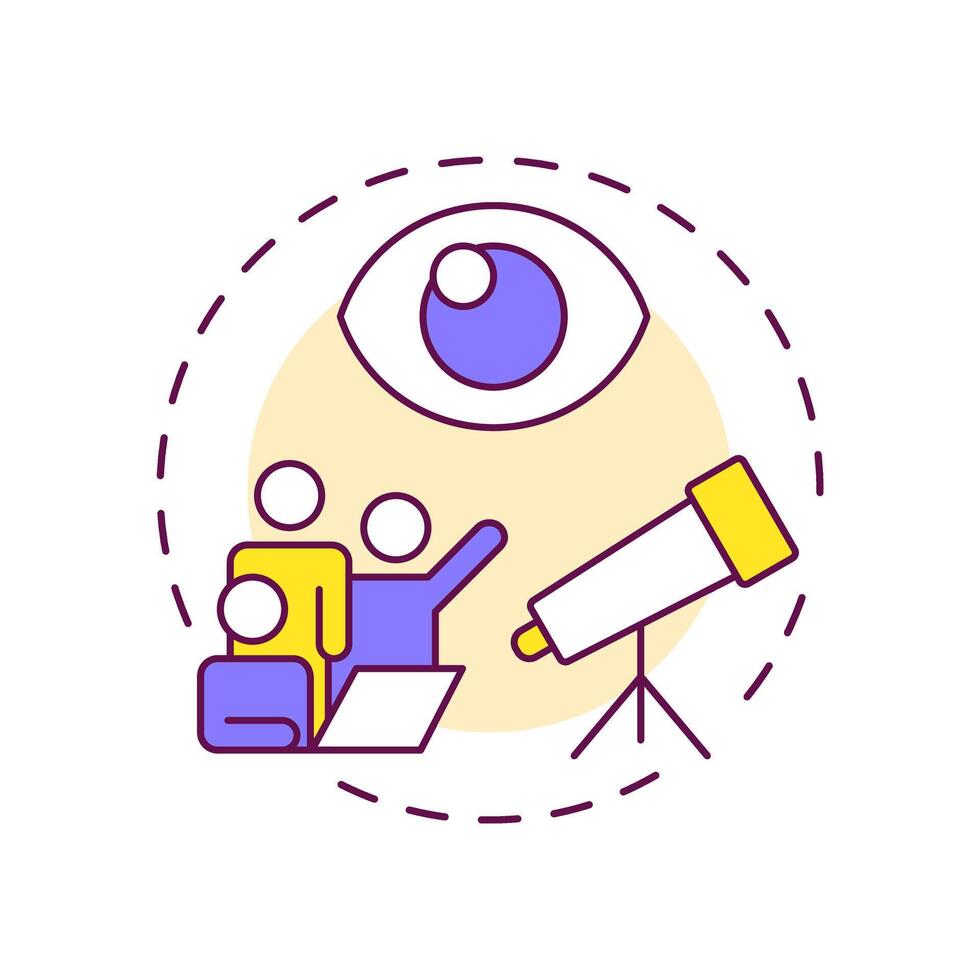 Outside perspective multi color concept icon. Critical thinking, decision making. Round shape line illustration. Abstract idea. Graphic design. Easy to use in infographic, presentation vector