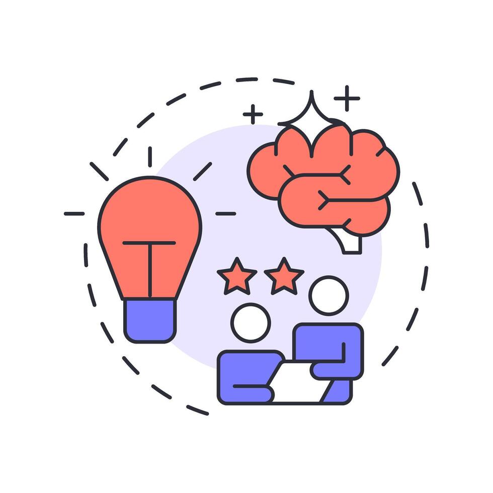 Creative thinking multi color concept icon. Innovative ideas. Problem solving. Round shape line illustration. Abstract idea. Graphic design. Easy to use in infographic, presentation vector