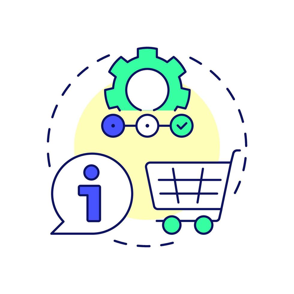 Guided selling multi color concept icon. Customer navigation, help. Product information. Round shape line illustration. Abstract idea. Graphic design. Easy to use in infographic, article vector
