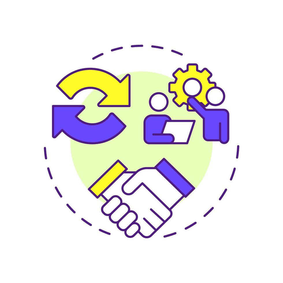 Quote negotiation multi color concept icon. Teamwork, professional. Problem solving, communication. Round shape line illustration. Abstract idea. Graphic design. Easy to use in infographic, article vector