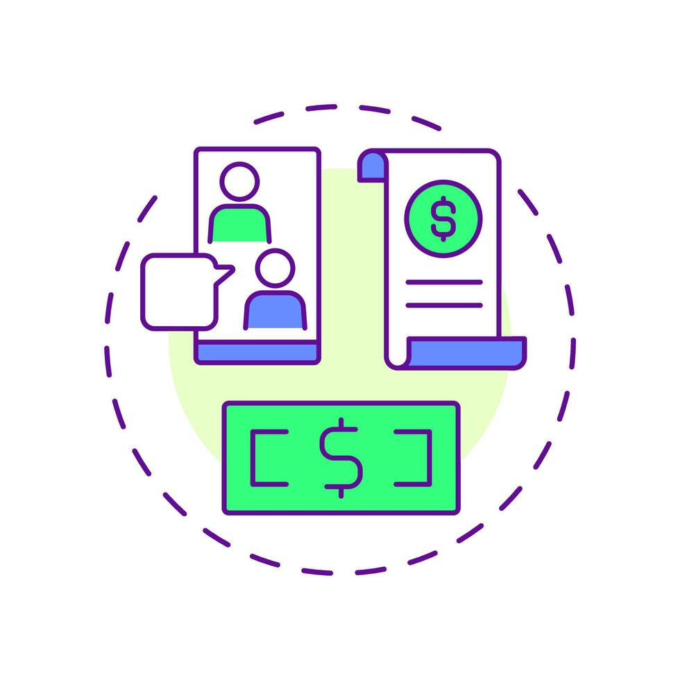 Financial consulting multi color concept icon. Investment strategy, budgeting. Risk management. Round shape line illustration. Abstract idea. Graphic design. Easy to use in infographic vector