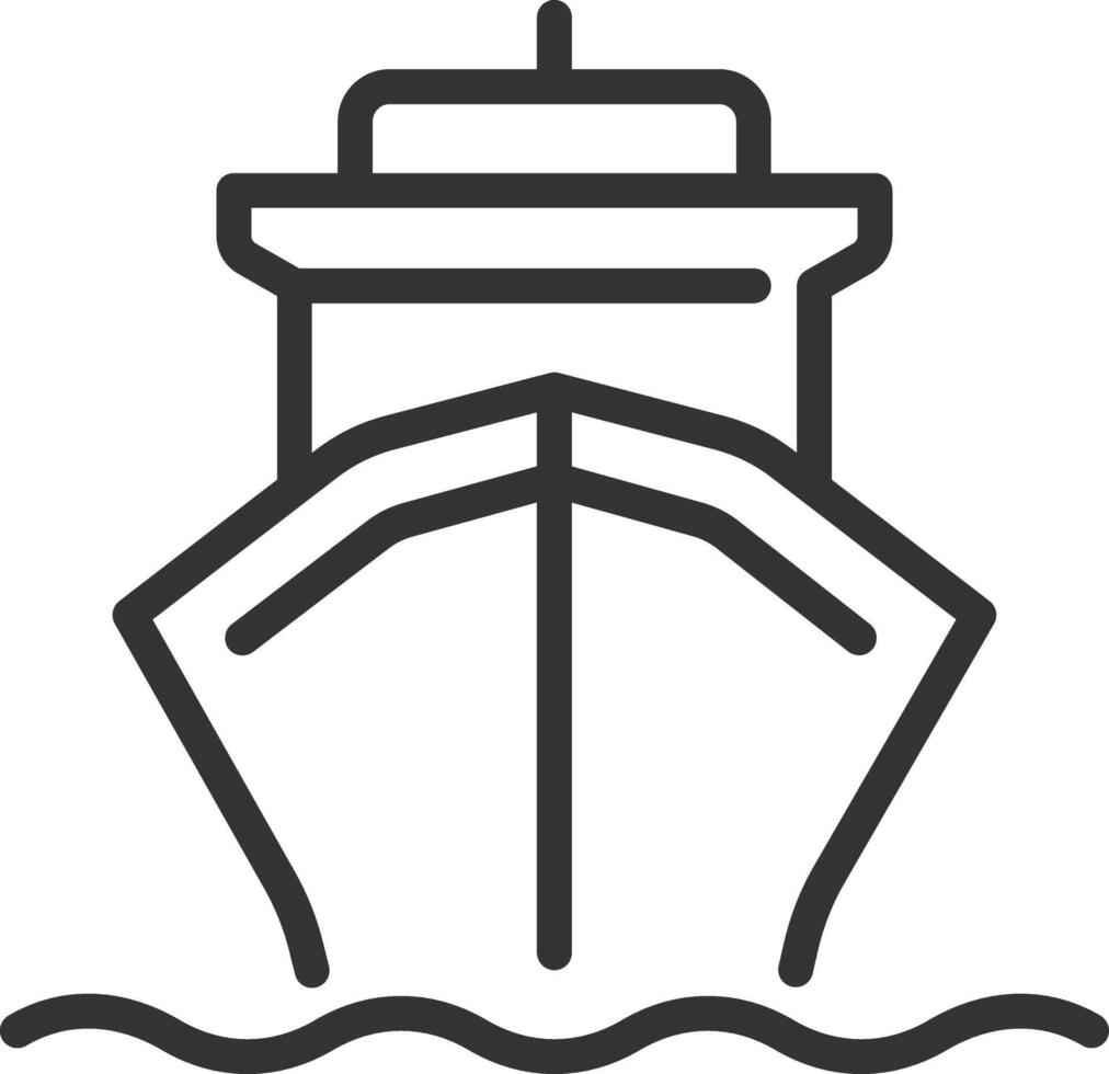 Cargo ship pixel perfect line icon. Maritime transporting servise. Freight vessel shipping goods by sea. Isolated illustration. Outline symbol. Simple linear drawing. Editable stroke vector