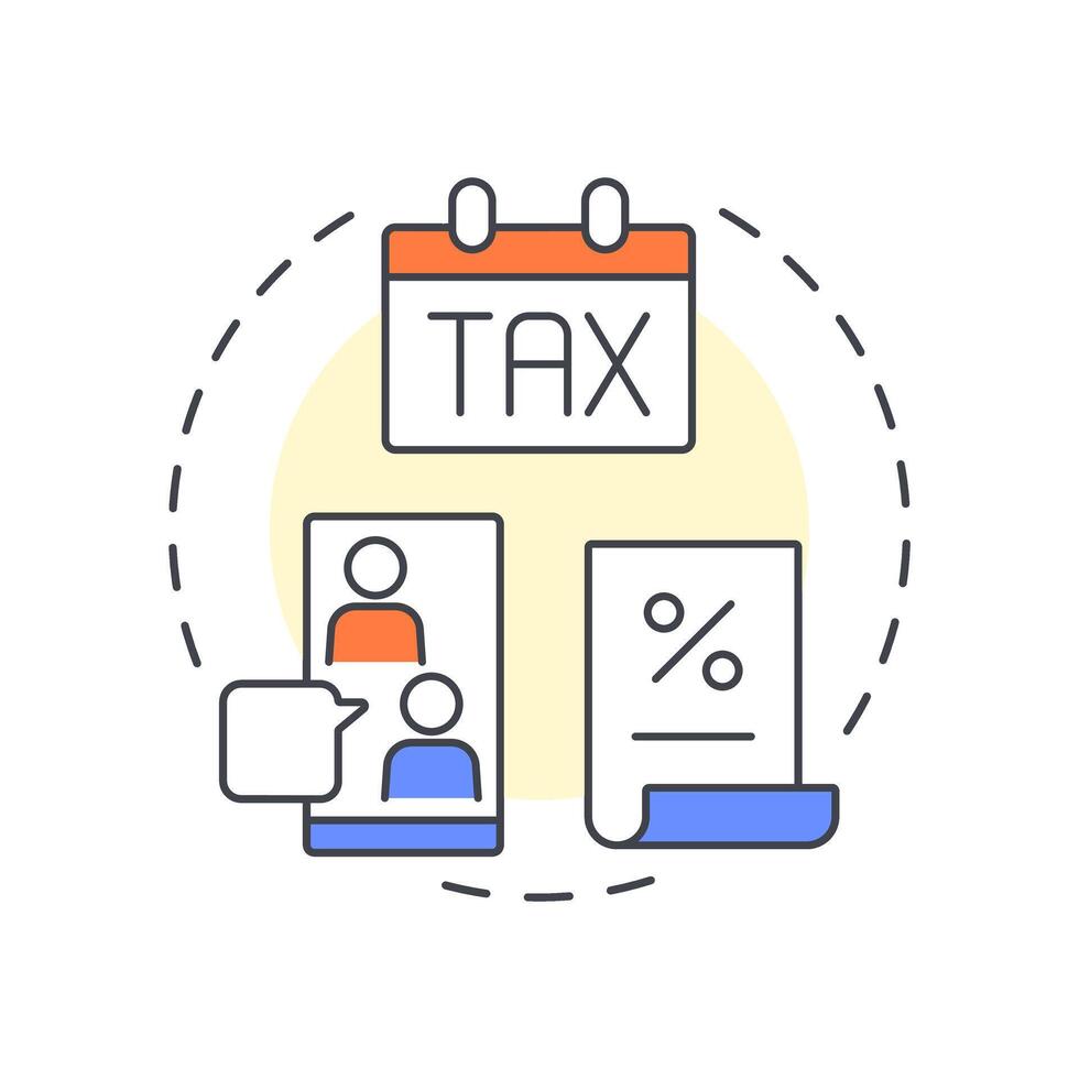 Tax consulting multi color concept icon. Expenses management. Finance, economics. Round shape line illustration. Abstract idea. Graphic design. Easy to use in infographic, presentation vector