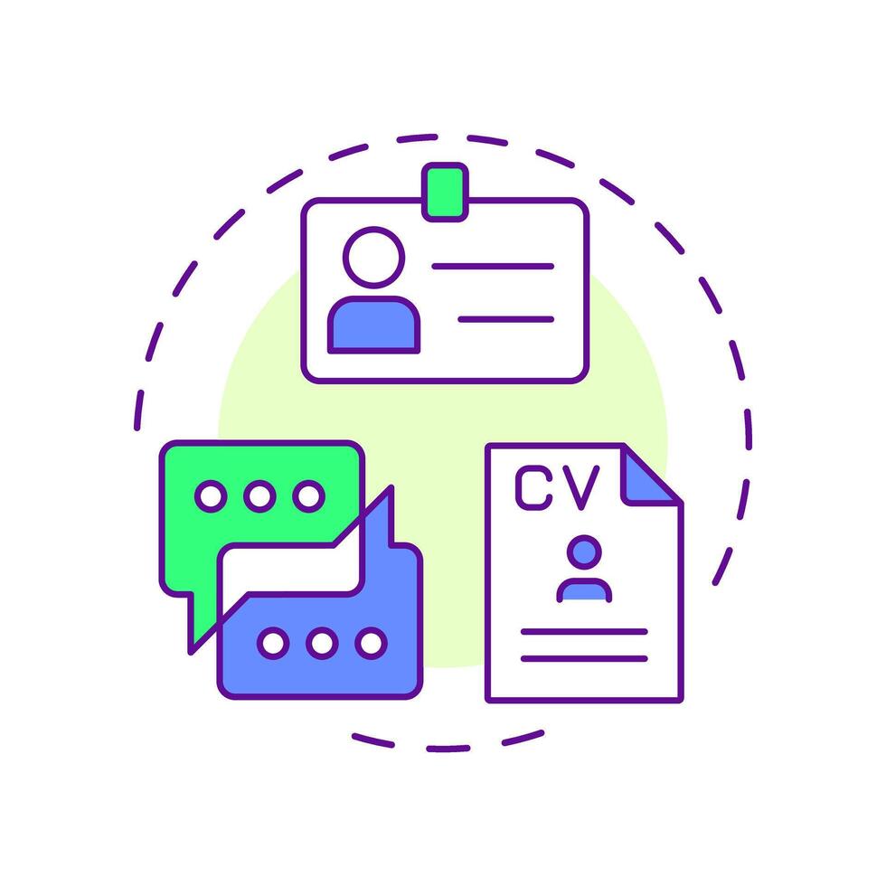 HR consultant multi color concept icon. Human resources. Documentation management. Round shape line illustration. Abstract idea. Graphic design. Easy to use in infographic, presentation vector