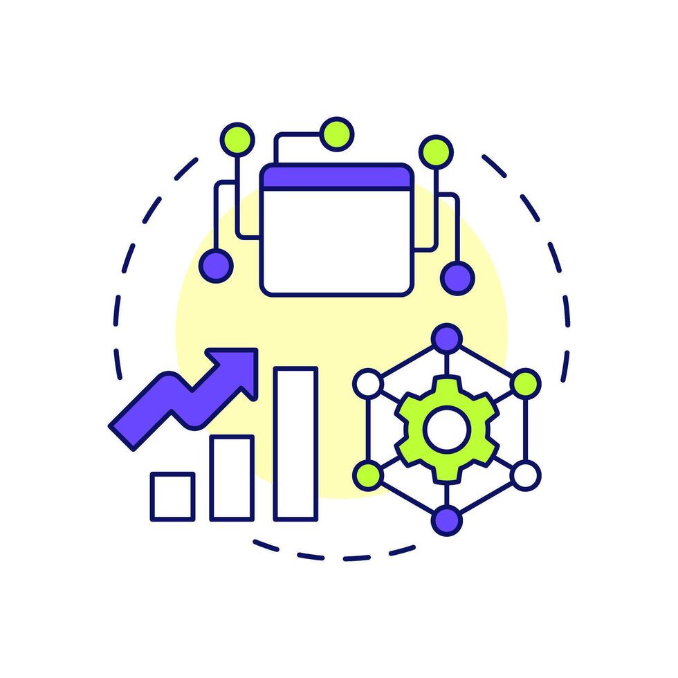 CPQ and CRM or ERP integration multi color concept icon. Quote management systems. Customer service. Round shape line illustration. Abstract idea. Graphic design. Easy to use in infographic, article vector