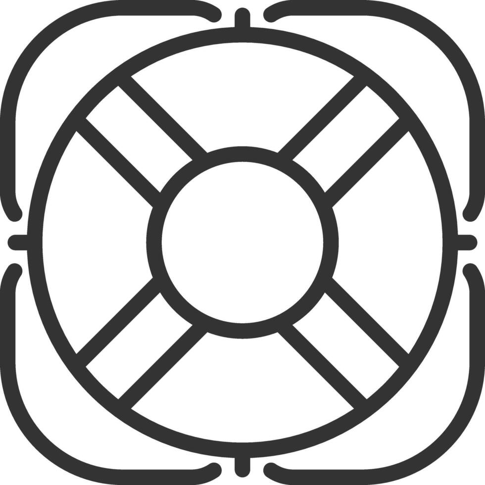 Lifebuoy pixel perfect line icon. Personal flotation device. Rescue ring saving on water. Ship life saver. Isolated illustration. Outline symbol. Simple linear drawing. Editable stroke vector