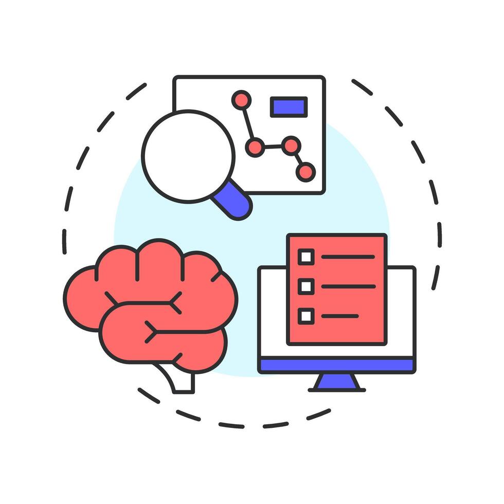 Diagnosis multi color concept icon. Statistical metrics, analysis. Document review. Round shape line illustration. Abstract idea. Graphic design. Easy to use in infographic, presentation vector