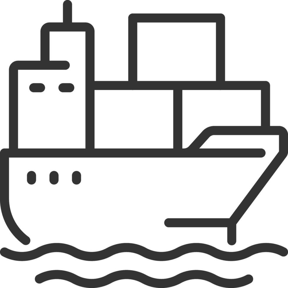 Container vessel pixel perfect line icon. Cargo ship transporting goods by sea. Maritime shipping industry. Isolated illustration. Outline symbol. Simple linear drawing. Editable stroke vector