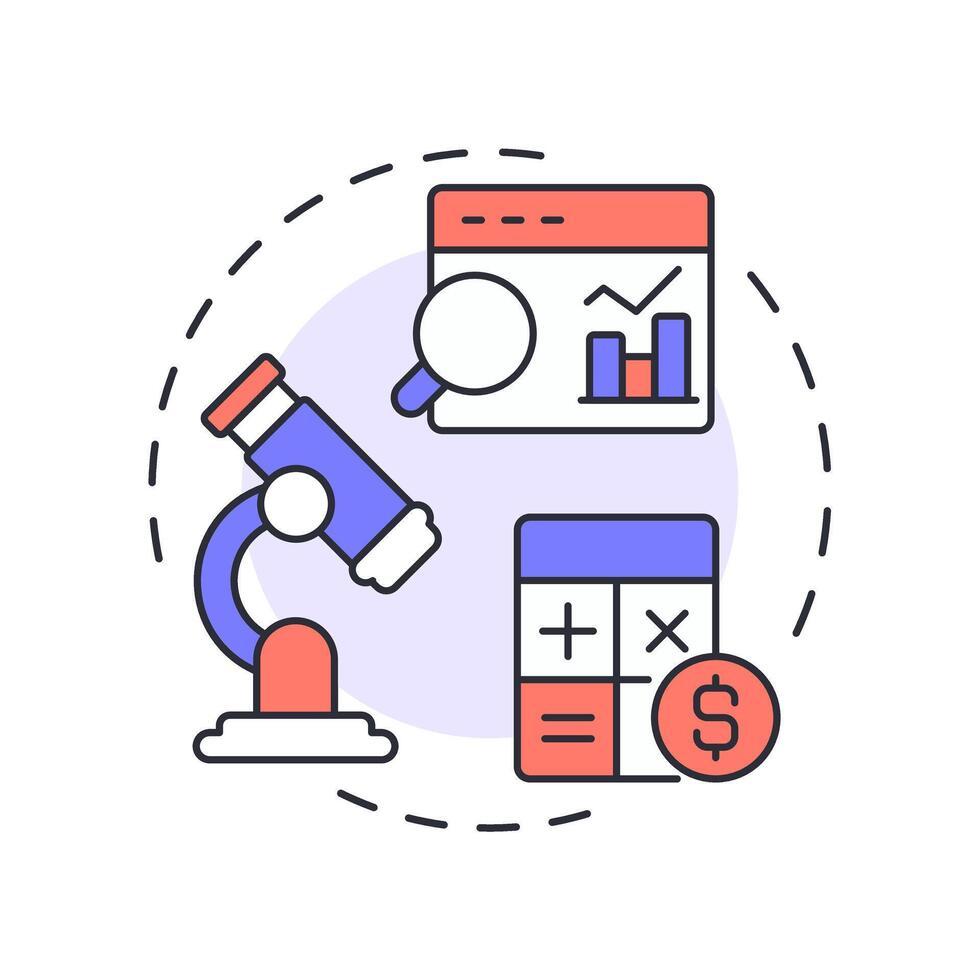 Data analysis multi color concept icon. Statistical metrics. Research, analytics. Round shape line illustration. Abstract idea. Graphic design. Easy to use in infographic, presentation vector