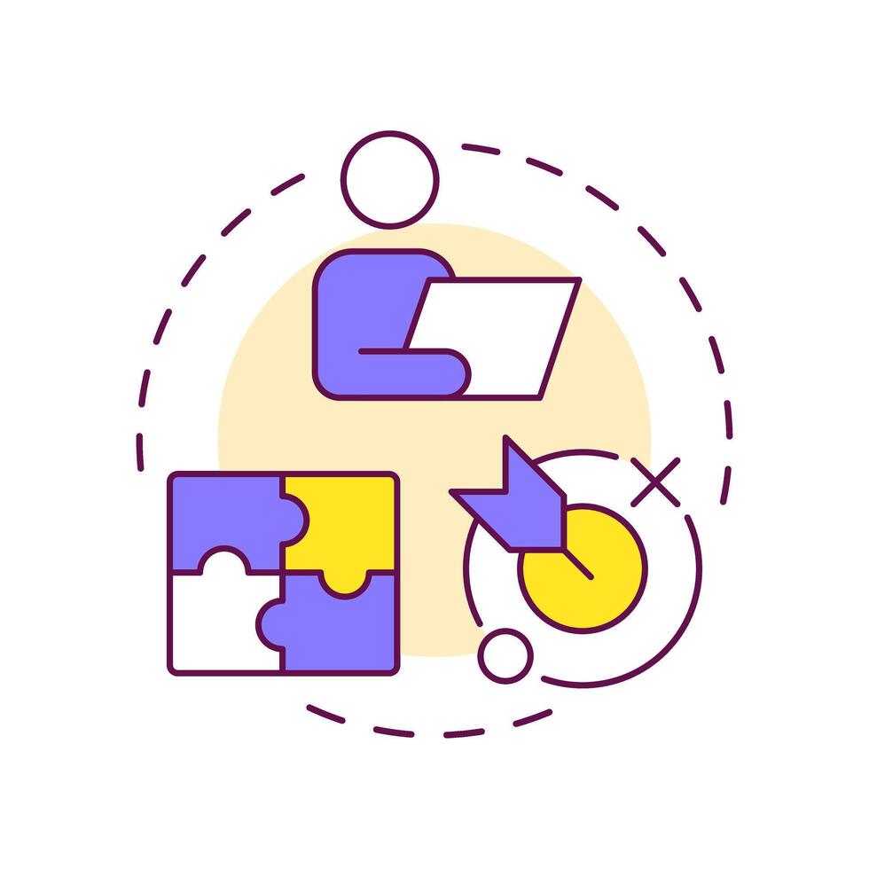 Customized solutions multi color concept icon. Problem solving. Goal, milestone. Round shape line illustration. Abstract idea. Graphic design. Easy to use in infographic, presentation vector