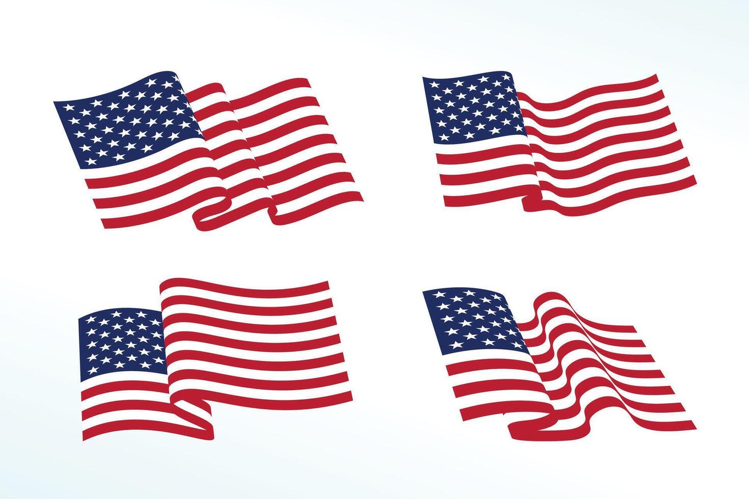 waving American flag set on white background. This is great for national celebrations, events, greeting cards such as Independence Day, Veterans Day, election, president's day, etc. vector