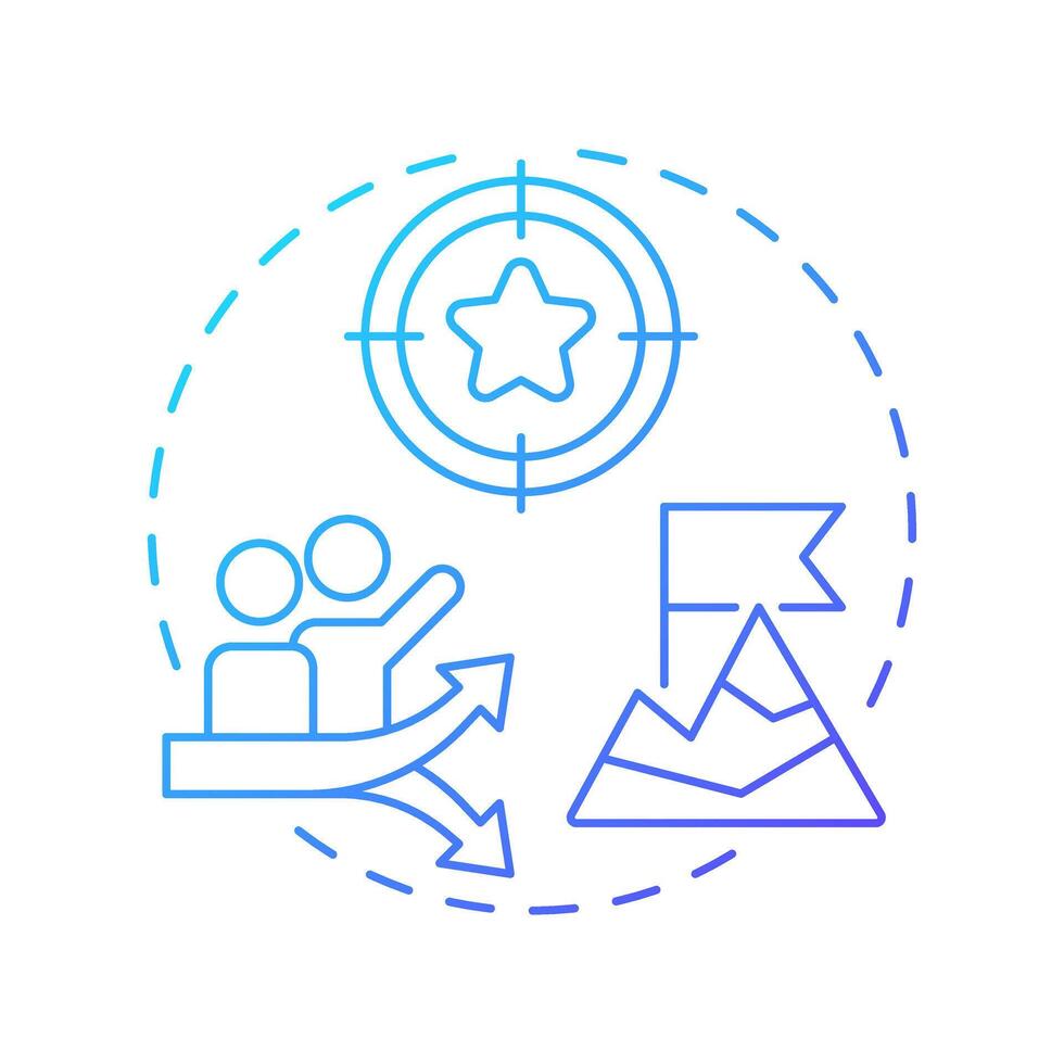 Defining business goals blue gradient concept icon. Organization aims to achieve. Workforce forecasting. Round shape line illustration. Abstract idea. Graphic design. Easy to use blog post vector