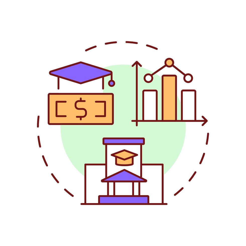 Student financial services multi color concept icon. Statistical metrics, accountability. Budget management. Round shape line illustration. Abstract idea. Graphic design. Easy to use in article vector