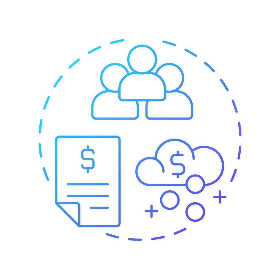 Revenue per employee blue gradient concept icon. Analyzing workforce efficiency. Performance and engagement. Round shape line illustration. Abstract idea. Graphic design. Easy to use blog post vector