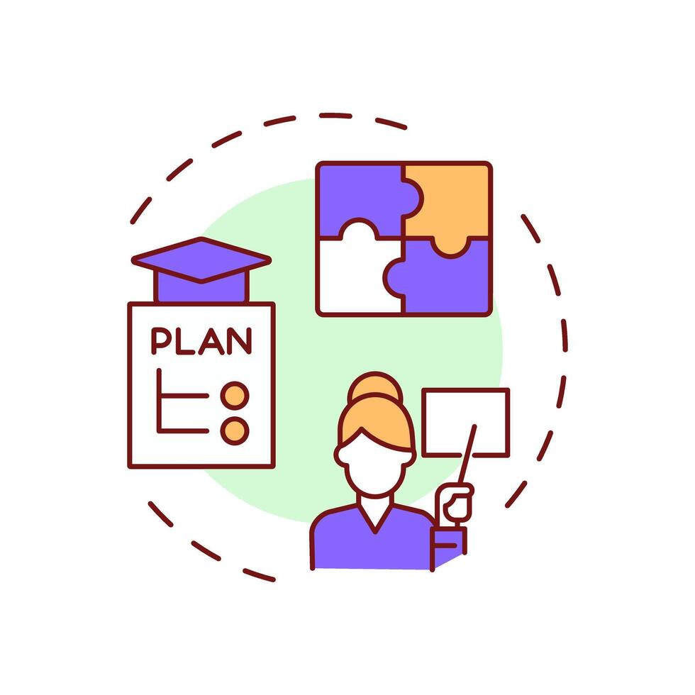 Curriculum management multi color concept icon. Studying plan, schedule. Learning process. Round shape line illustration. Abstract idea. Graphic design. Easy to use in article, infographic vector