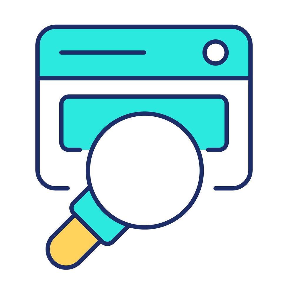 Consent preference line color icon. Search bar with magnifying glass. Reading uses agreement online. Internet technology. Isolated illustration. Flat colorful symbol design. Editable stroke vector