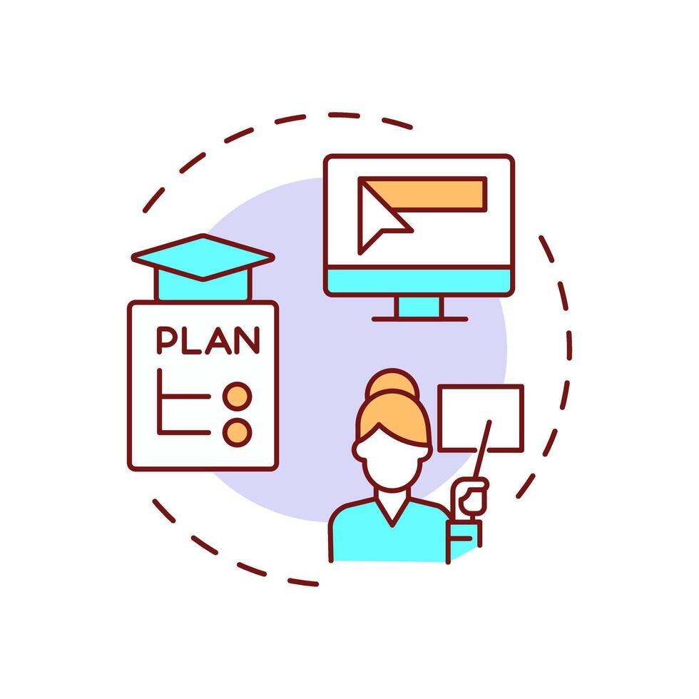 Teacher portal multi color concept icon. Learning plans, teaching. Academic programs. Round shape line illustration. Abstract idea. Graphic design. Easy to use in article, infographic vector
