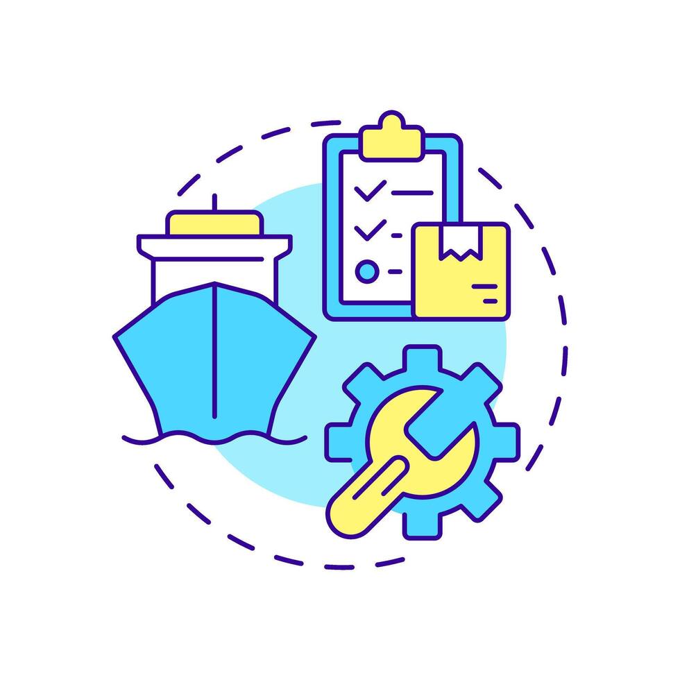 Shipping procurement multi color concept icon. Ship management system solution. Strategic logistics industry. Round shape line illustration. Abstract idea. Graphic design. Easy to use in booklet vector