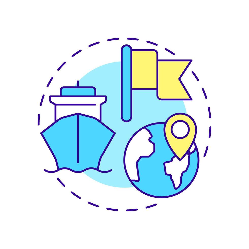 Flag state multi color concept icon. Ship management system solution. Country of vessel registration. Round shape line illustration. Abstract idea. Graphic design. Easy to use in booklet vector