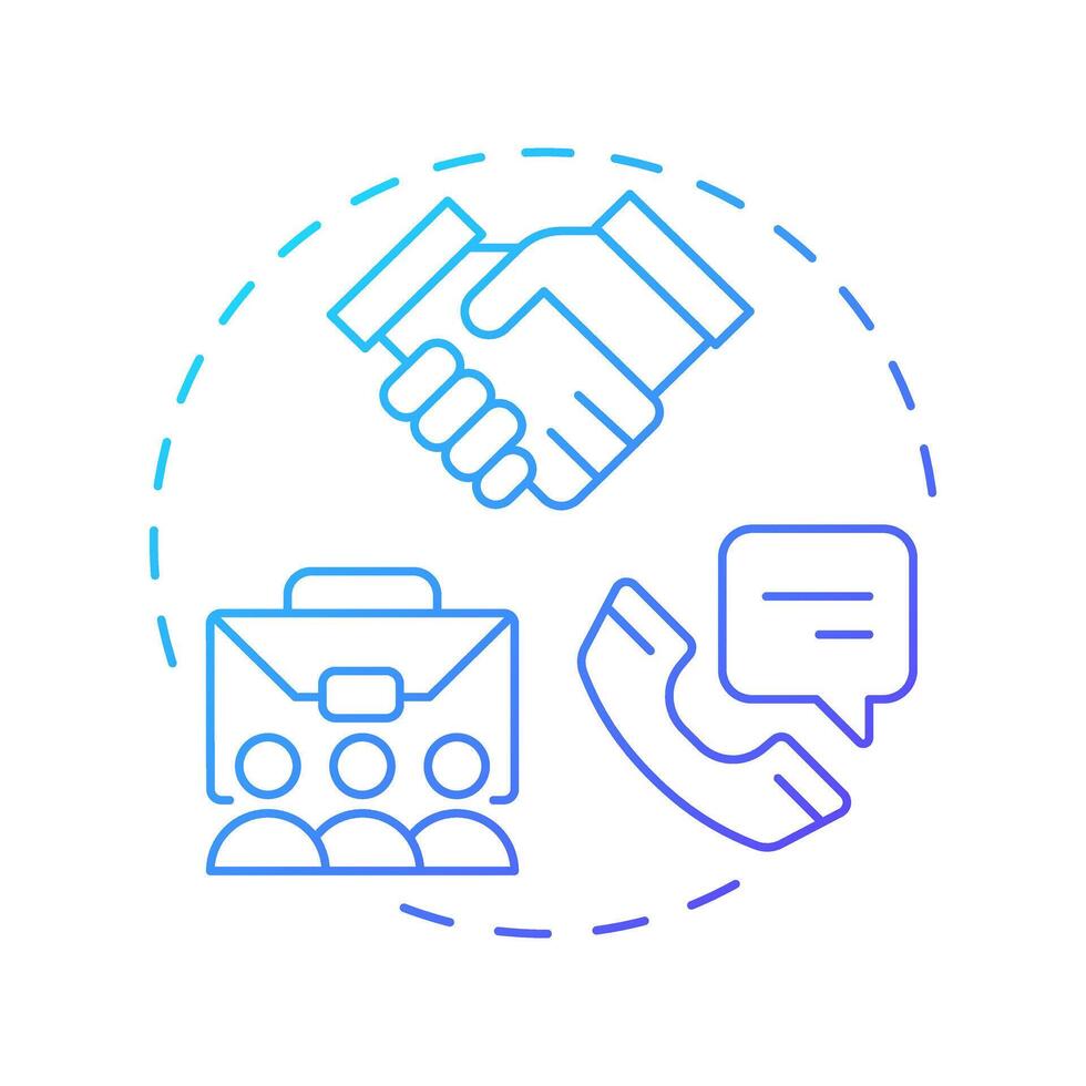 Offer acceptance rate blue gradient concept icon. Optimizing recruitment resources. Hiring metric analytics. Round shape line illustration. Abstract idea. Graphic design. Easy to use blog post vector
