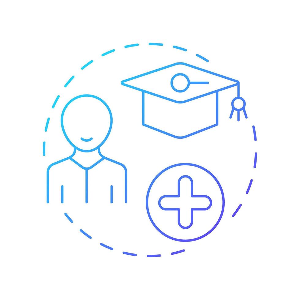 Filling workforce gaps blue gradient concept icon. Targeted recruitment for company development. Hiring forecasting. Round shape line illustration. Abstract idea. Graphic design. Easy to use blog post vector