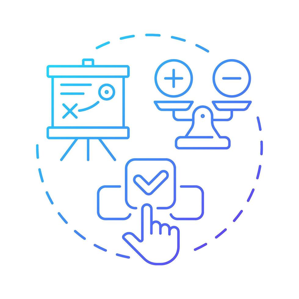 Scenario planning blue gradient concept icon. Developing possible future events. Workforce forecasting method. Round shape line illustration. Abstract idea. Graphic design. Easy to use blog post vector
