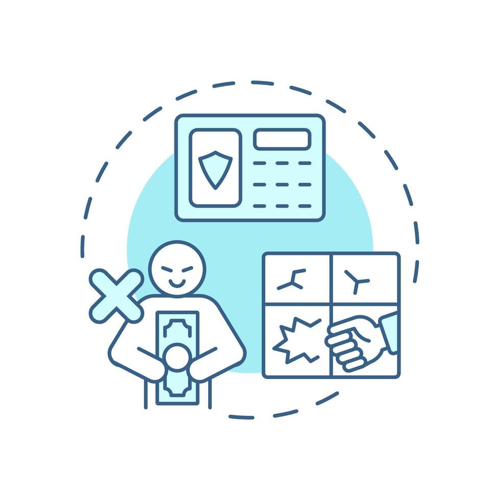 Theft and burglary soft blue concept icon. Physical security threat and risk. Illegal removal of property. Round shape line illustration. Abstract idea. Graphic design. Easy to use in booklet vector