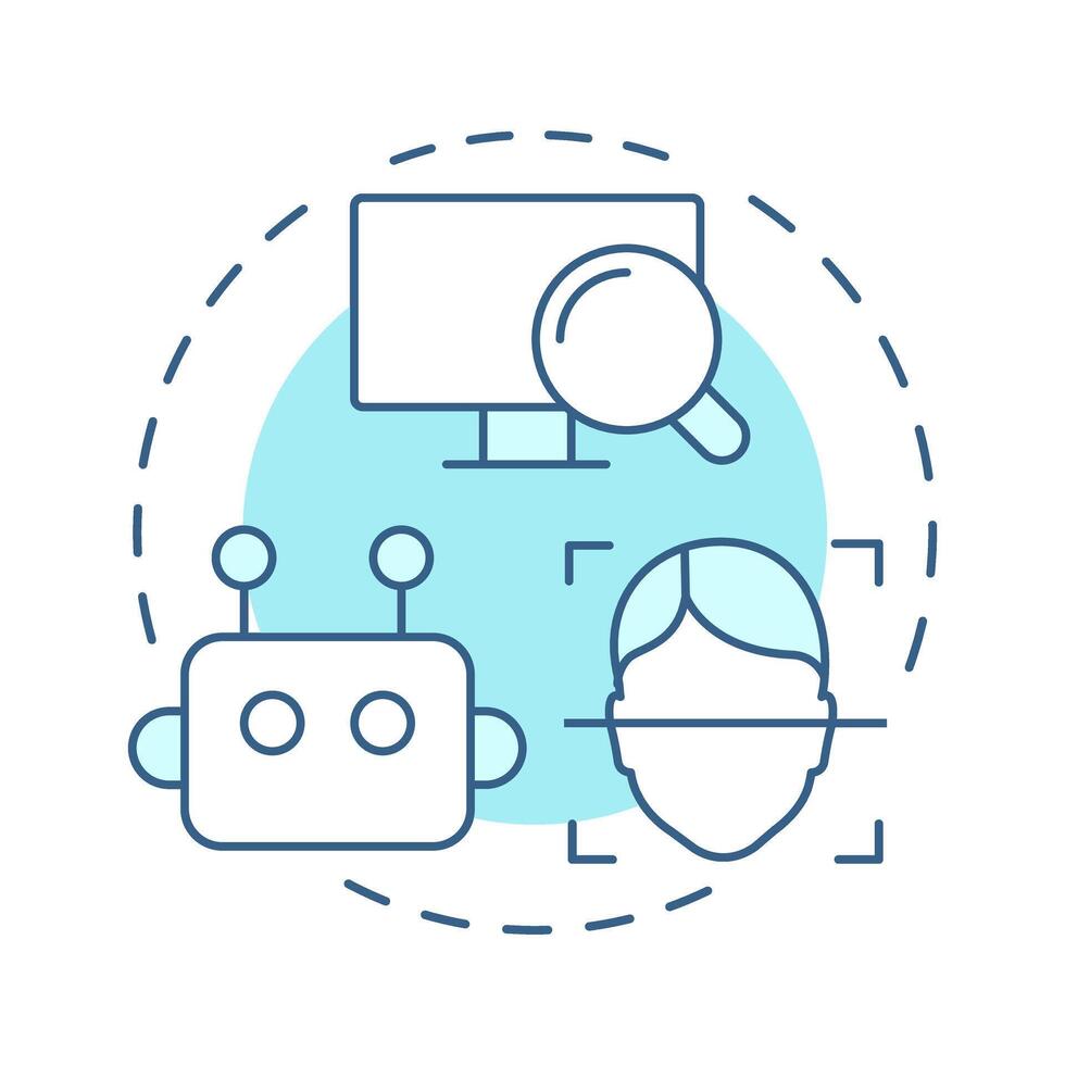 Analyze events soft blue concept icon. Physical security ecosystem. Evaluating data from detection systems. Round shape line illustration. Abstract idea. Graphic design. Easy to use in booklet vector