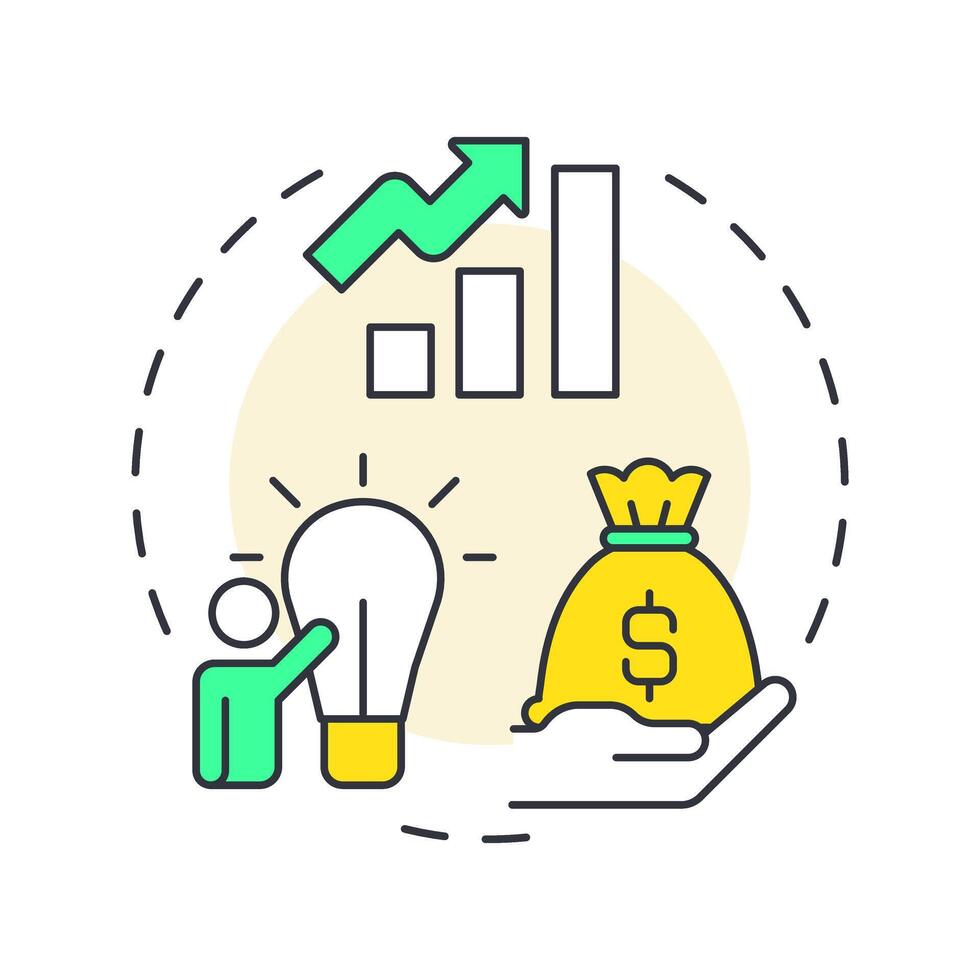 Seed funding multi color concept icon. Investment strategy. Startup capital. Product development. Round shape line illustration. Abstract idea. Graphic design. Easy to use in infographic, brochure vector