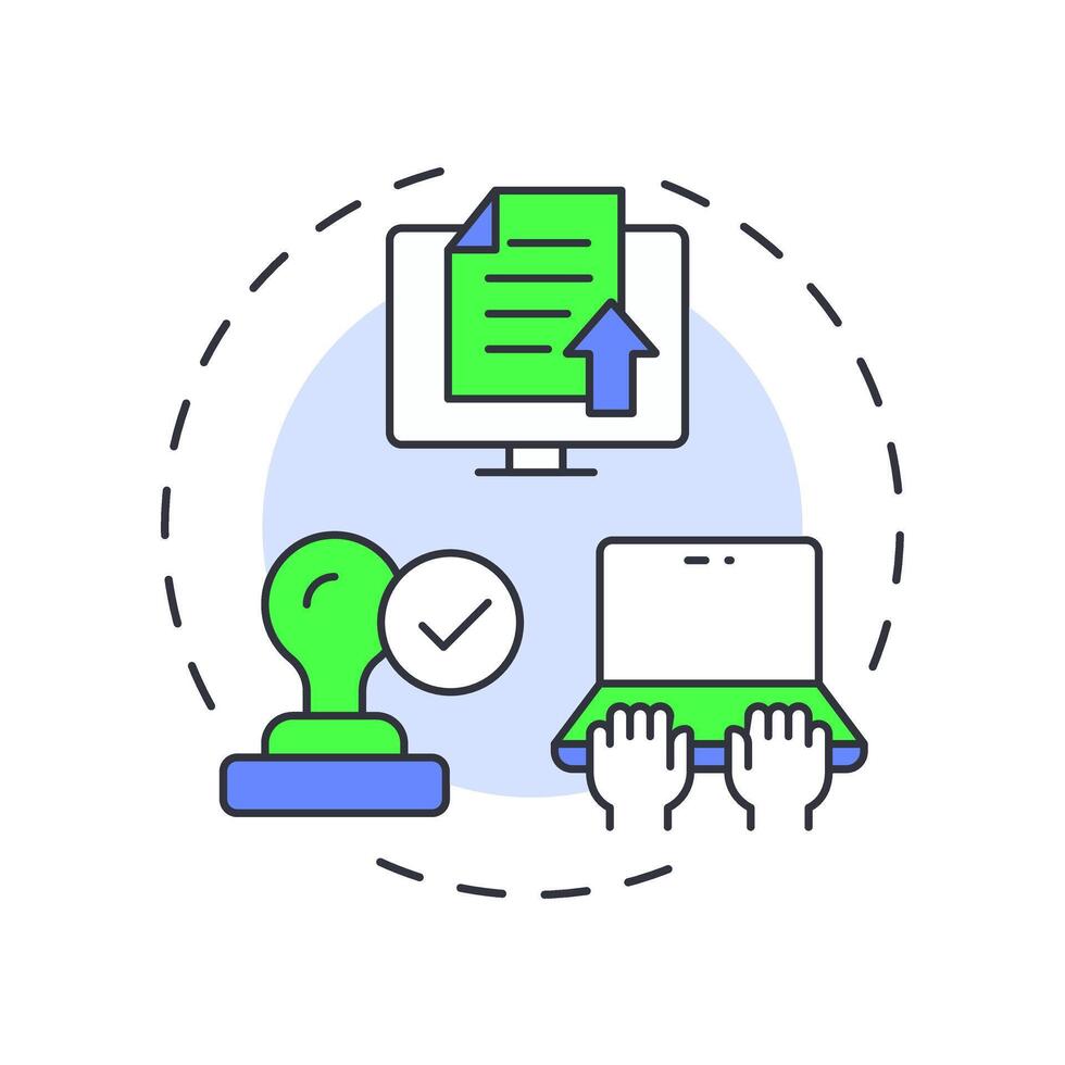 Submit an application multi color concept icon. Human resources. Documentation management. Round shape line illustration. Abstract idea. Graphic design. Easy to use in infographic, brochure vector