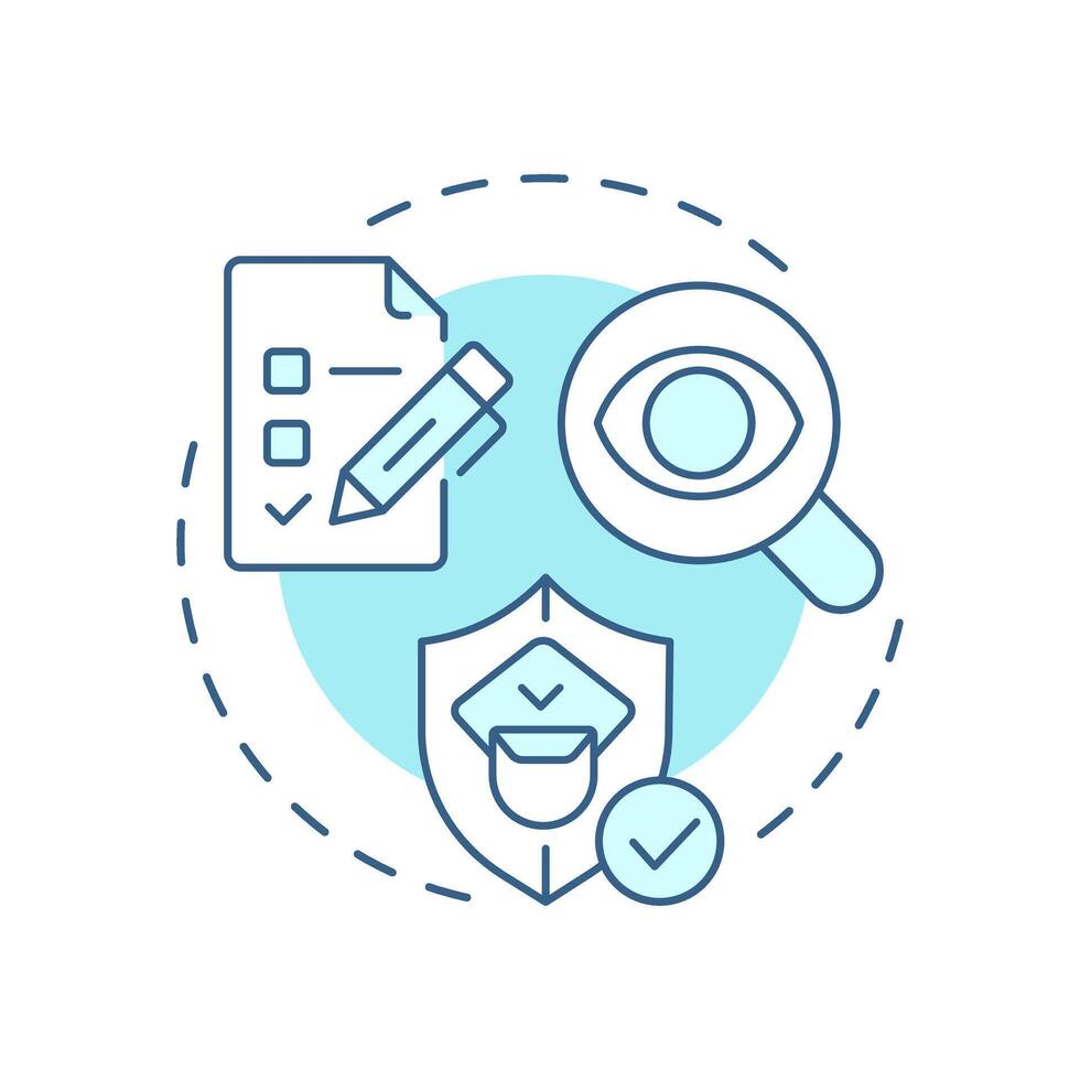 Security audits soft blue concept icon. Component of physical protection system. Evaluate effectiveness. Round shape line illustration. Abstract idea. Graphic design. Easy to use in booklet vector