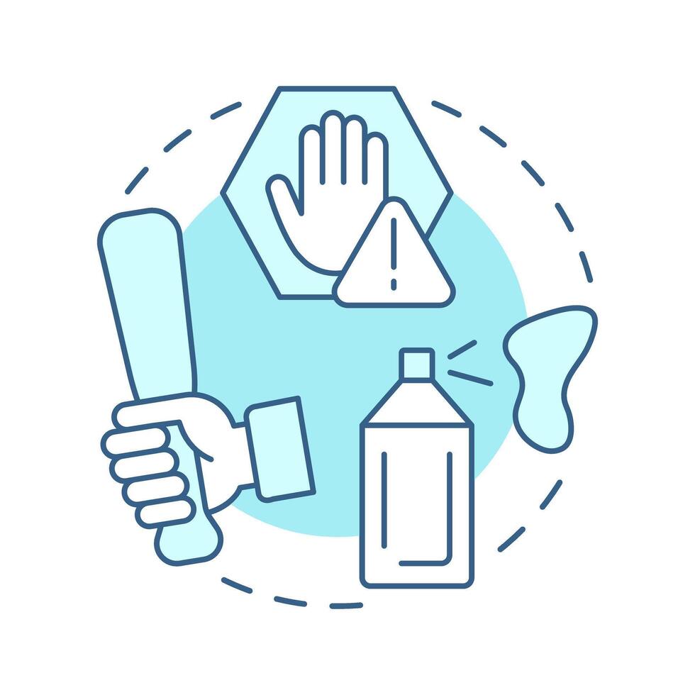 Vandalism soft blue concept icon. Physical security threat and risk. Damage and destruction of property. Round shape line illustration. Abstract idea. Graphic design. Easy to use in booklet vector