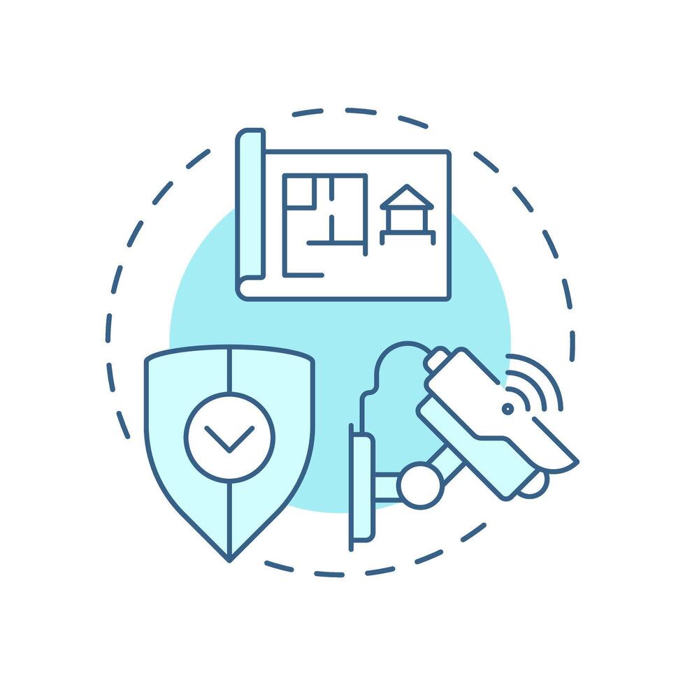 Perimeter security soft blue concept icon. Component of physical protection system. Boundaries safety. Round shape line illustration. Abstract idea. Graphic design. Easy to use in booklet vector