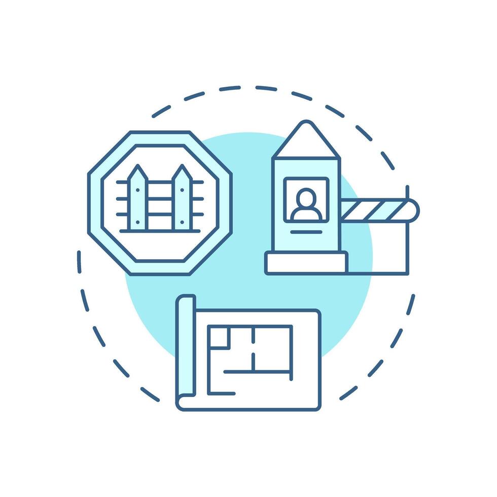 Physical barriers soft blue concept icon. Security system audit component. People flow control equipment. Round shape line illustration. Abstract idea. Graphic design. Easy to use in booklet vector
