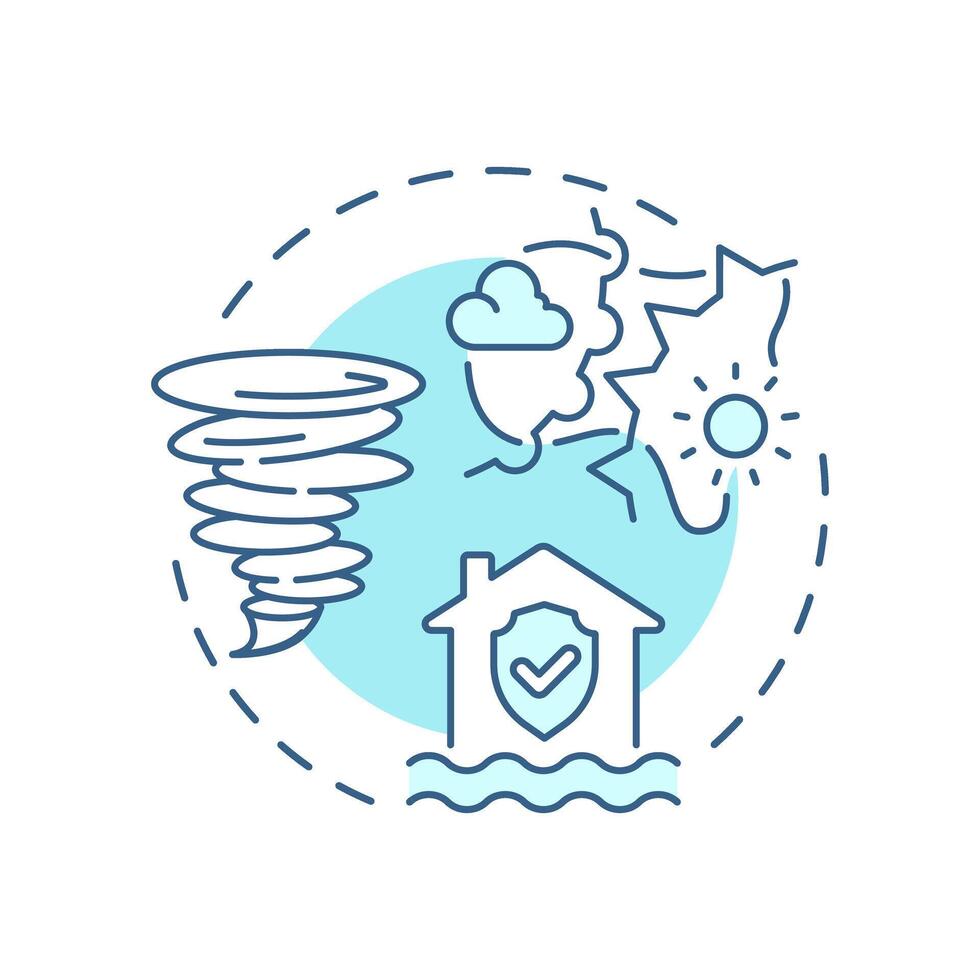 Environmental risk factors soft blue concept icon. Physical security audit component. Natural disasters. Round shape line illustration. Abstract idea. Graphic design. Easy to use in booklet vector